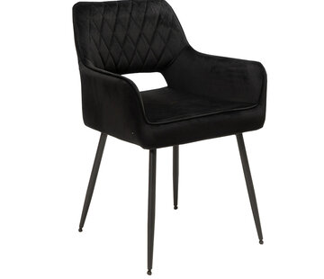 Bronx71 Stuhl Samt Mika mit Armlehne schwarz