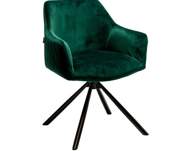 Bronx71 Stuhl Samt Furtado 180° drehbar mit Armlehne dunkelgrün