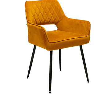 Bronx71 Stuhl Samt Mika mit Armlehne ockergelb