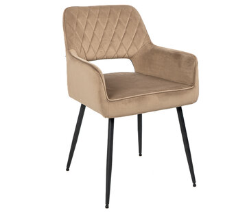 Bronx71 Stuhl Samt Mika mit Armlehne taupe