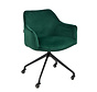 Polstertuhl Samt Quinn  mit Armlehne auf Rollen grün