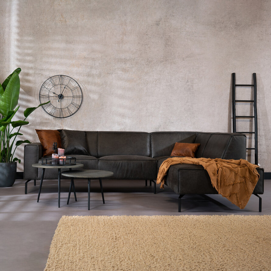 Ecksofa Kansas Leder anthrazit rechts