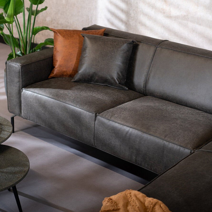Ecksofa Kansas Leder anthrazit rechts