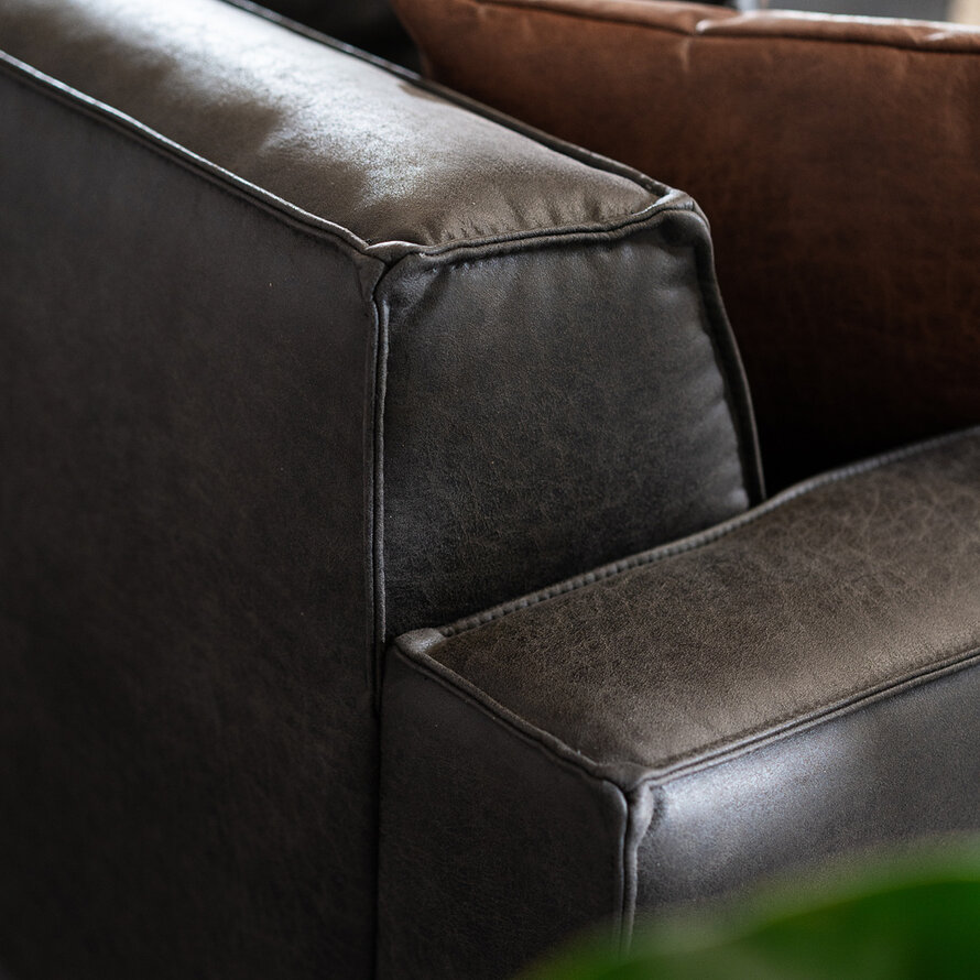 Ecksofa Kansas Leder anthrazit rechts