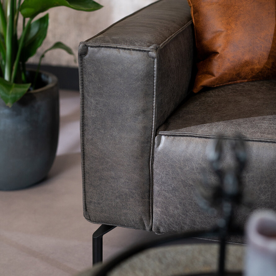 Ecksofa Kansas Leder anthrazit rechts