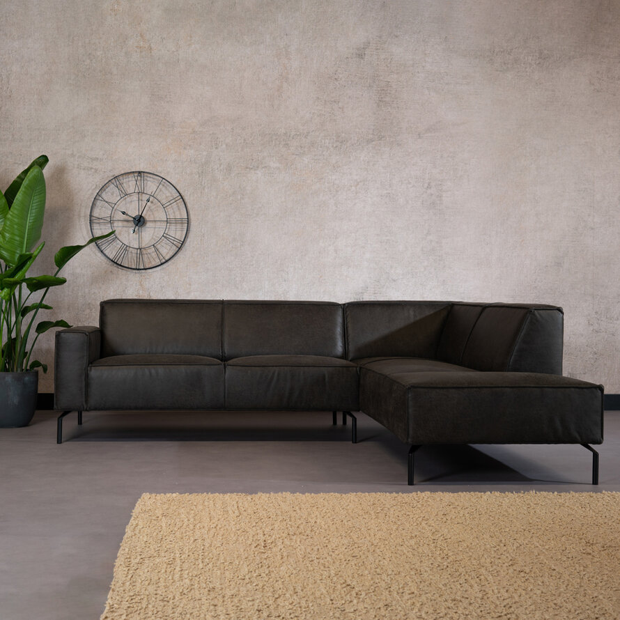 Ecksofa Kansas Leder anthrazit rechts