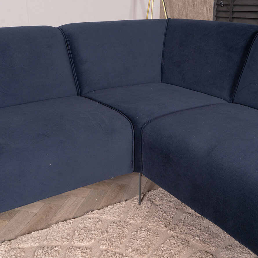 Ecksofa Vegas Samt dunkelblau links/rechts