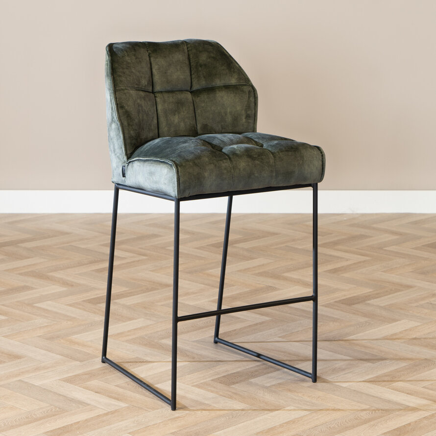 Barhocker Samt Janna grün 82 cm