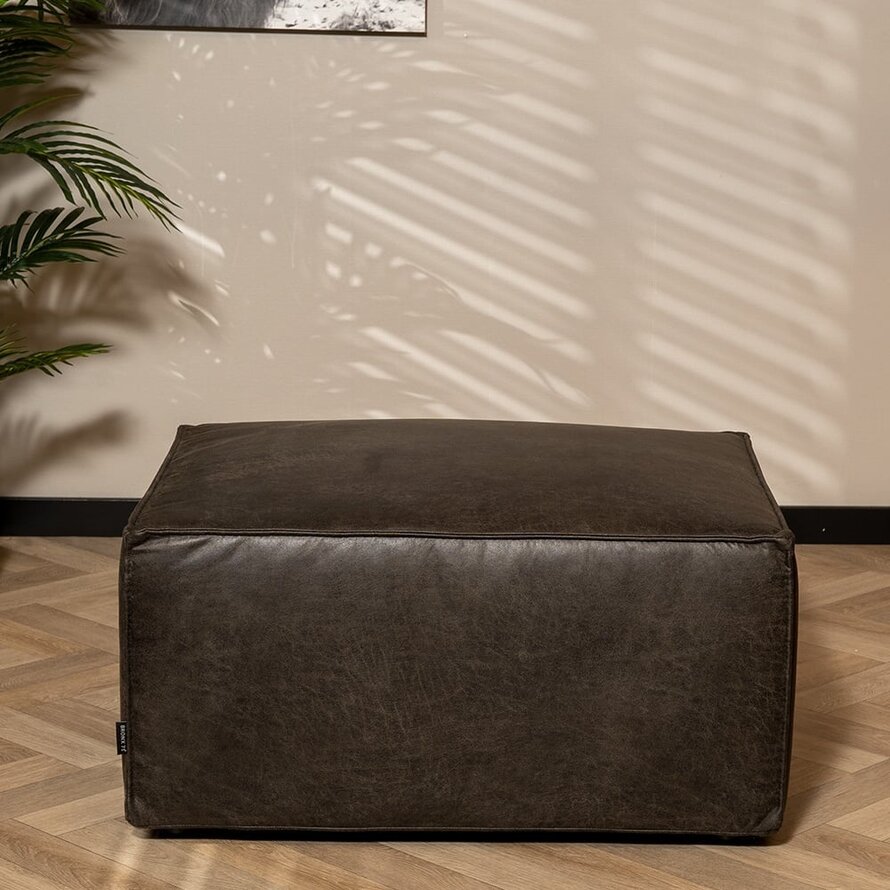 Leder Hocker Memphis rechteckig anthrazit