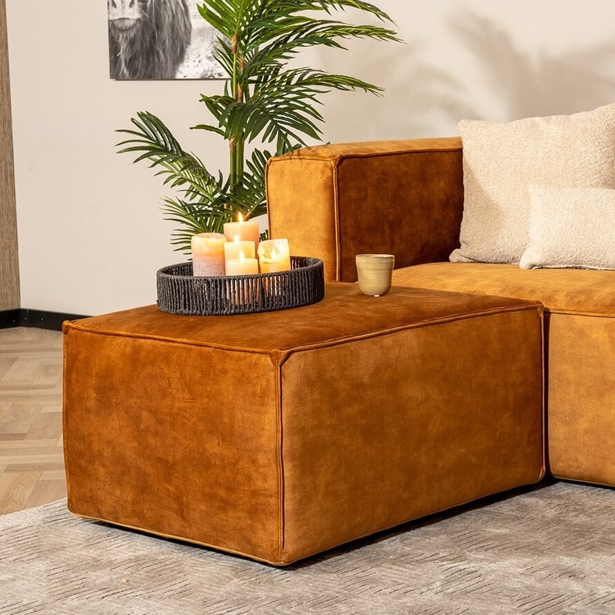 Leder Hocker Memphis rechteckig anthrazit