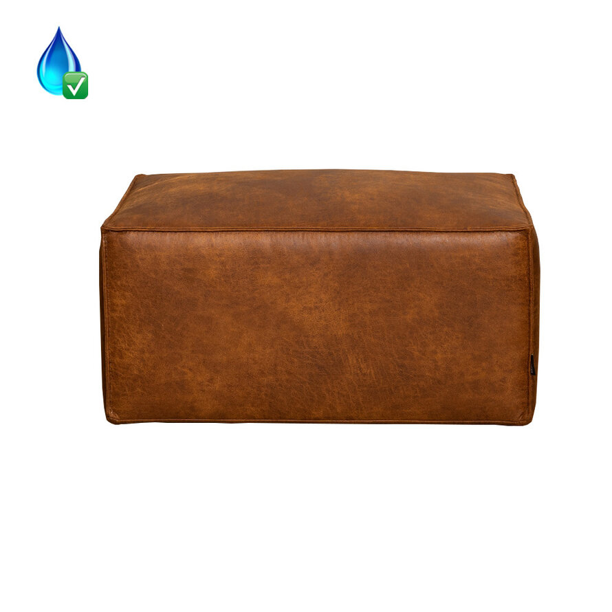 Leder Hocker Memphis rechteckig cognac