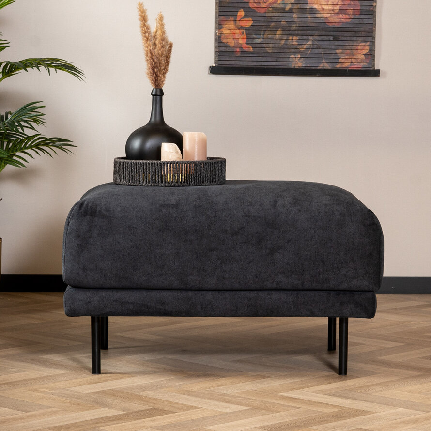 Hocker Denver Stoff rechteckig schwarz