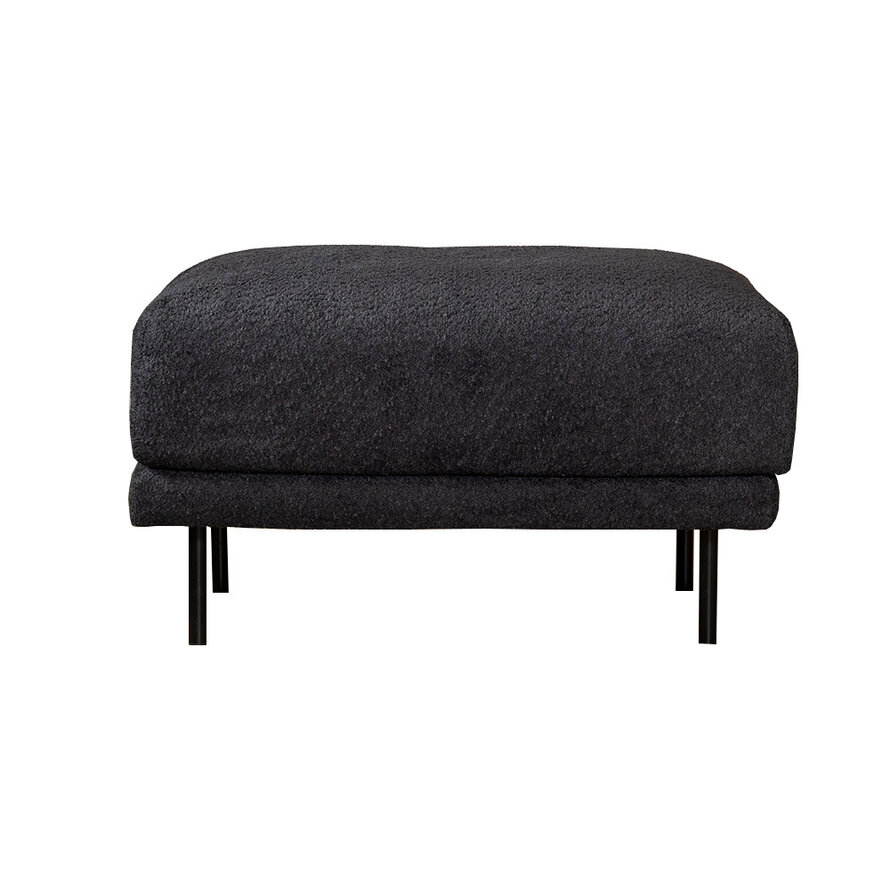 Bouclé Hocker Denver rechteckig schwarz