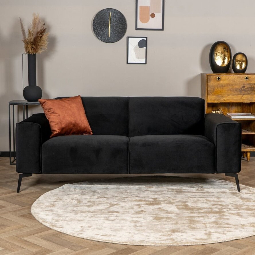 Samt Sofa Vegas 2,5-Sitzer schwarz