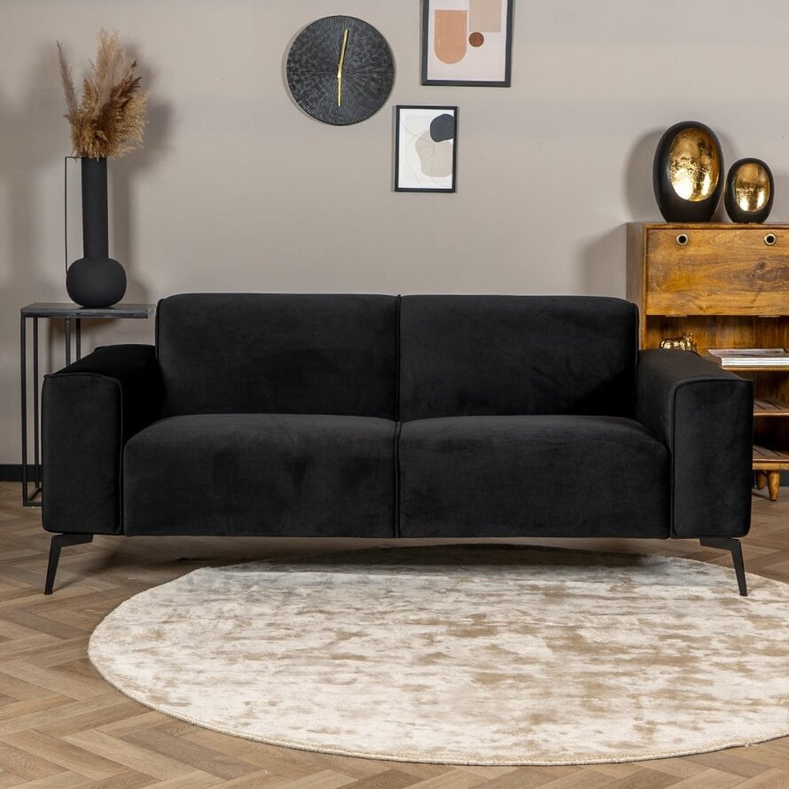 Samt Sofa Vegas 2,5-Sitzer schwarz