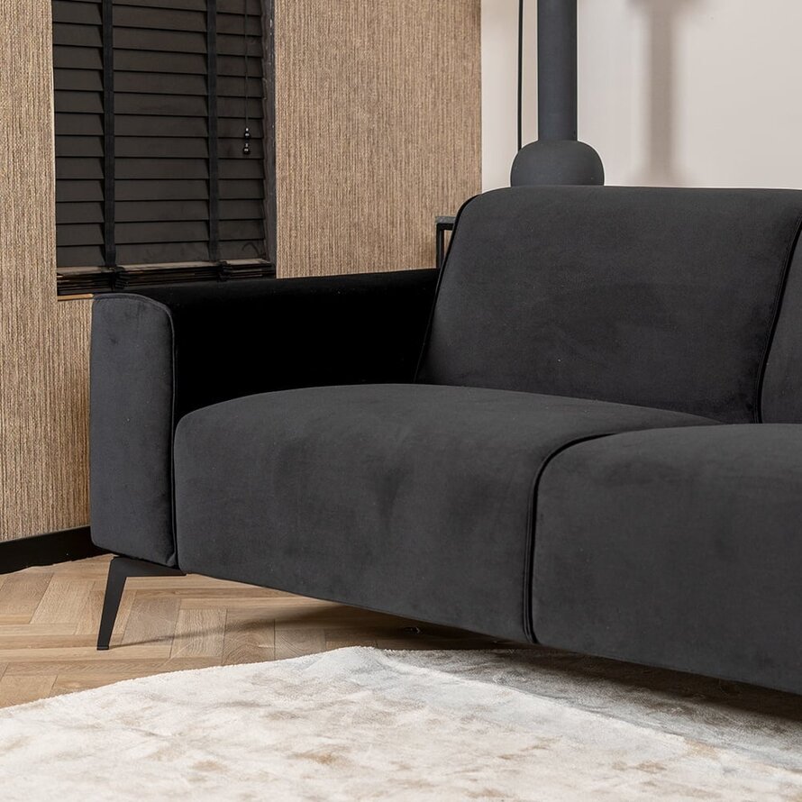 Samt Sofa Vegas 2,5-Sitzer schwarz