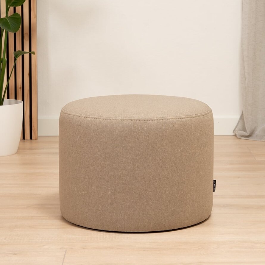 Hocker Hilda rund Stoff taupe