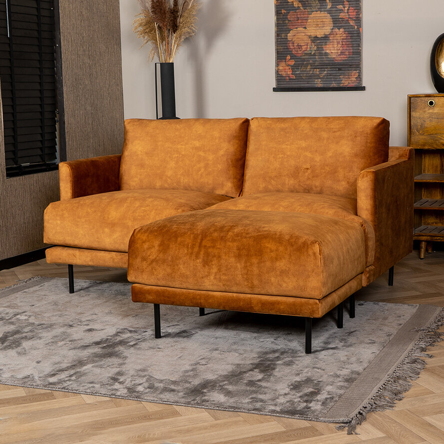 Leder Hocker Denver rechteckig cognac