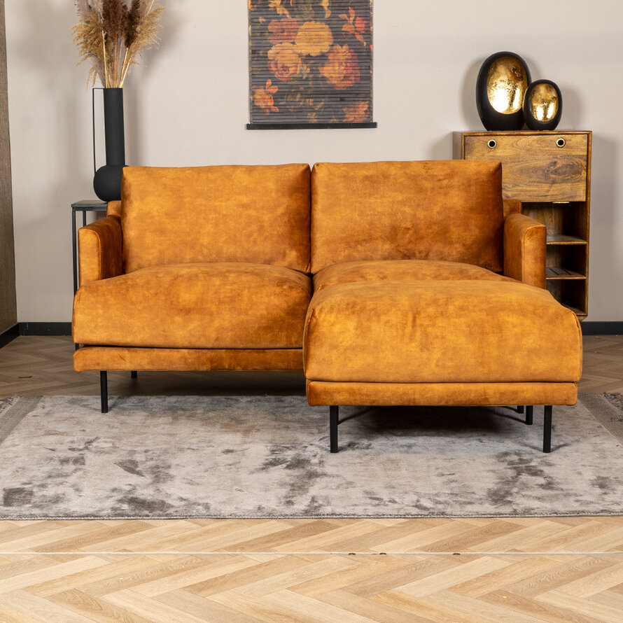 Leder Hocker Denver rechteckig cognac