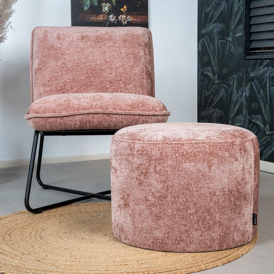 Hocker Juna Chenille Stoff rosa