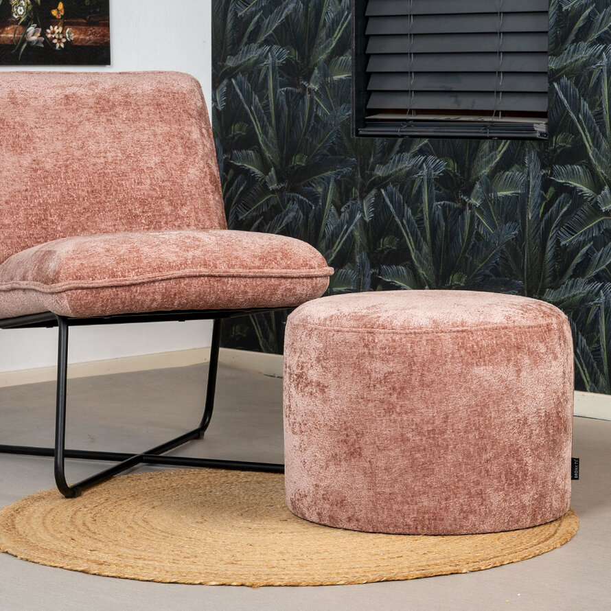 Hocker Juna Chenille Stoff rosa