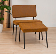 Bronx71 Sessel Espen mit Hocker Eco-Leder cognac