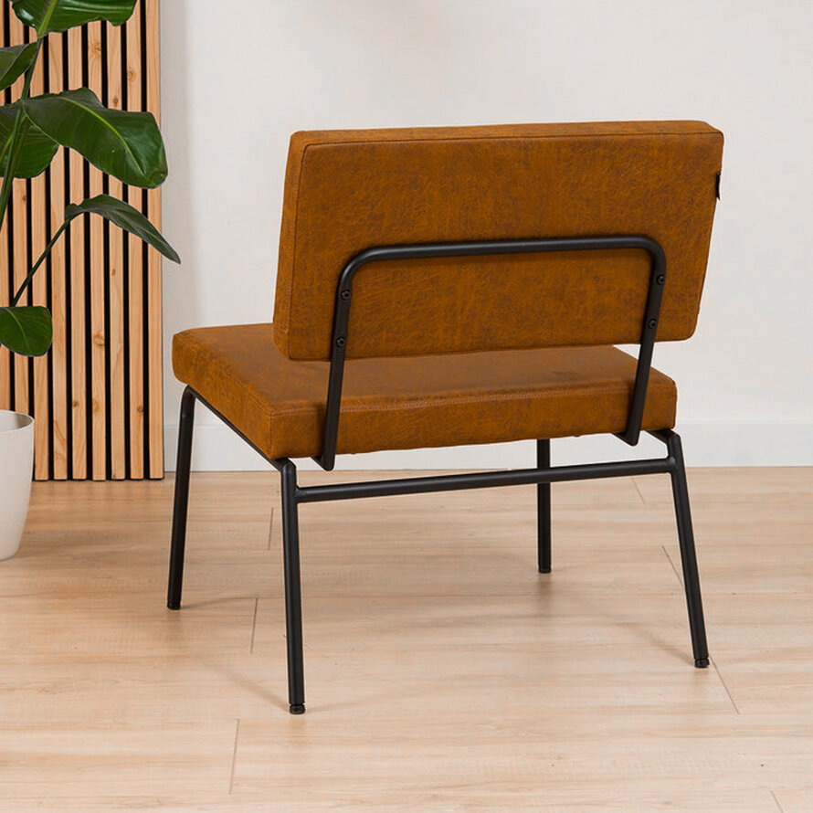 Sessel Espen mit Hocker Eco-Leder cognac