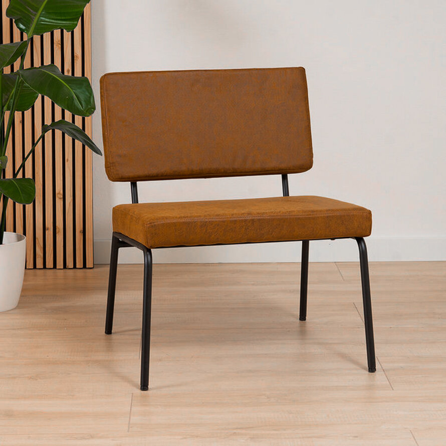 Sessel Espen mit Hocker Eco-Leder cognac