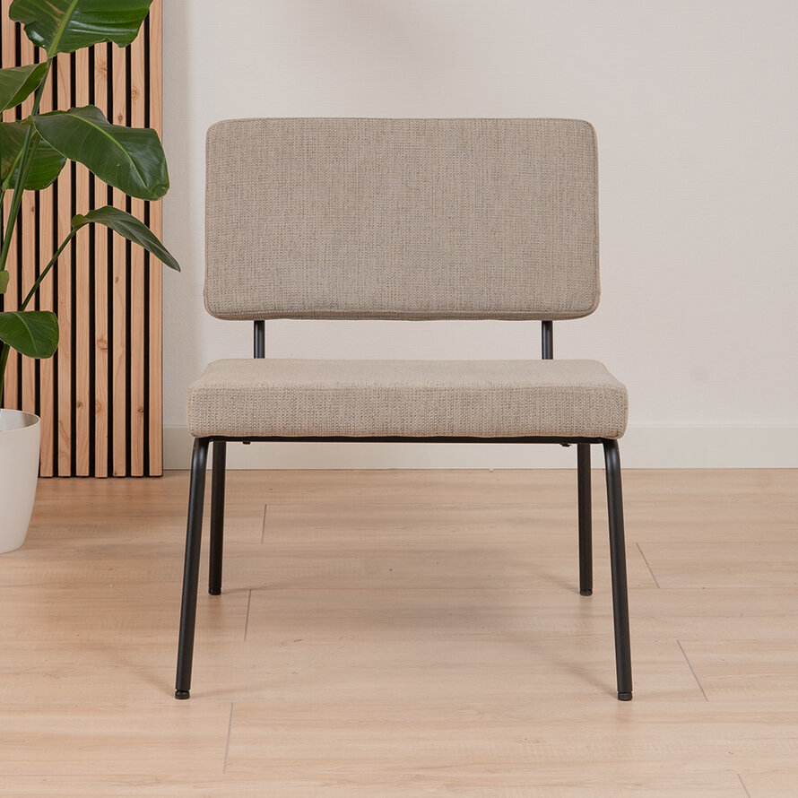 Sessel Espen mit Hocker recycelter Stoff taupe