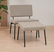 Bronx71 Sessel Espen mit Hocker recycelter Stoff taupe