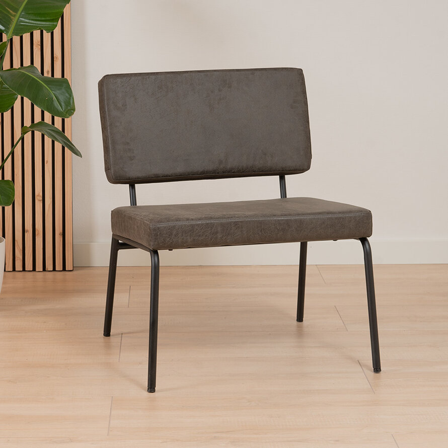 Sessel Espen mit Hocker Eco-Leder anthrazit