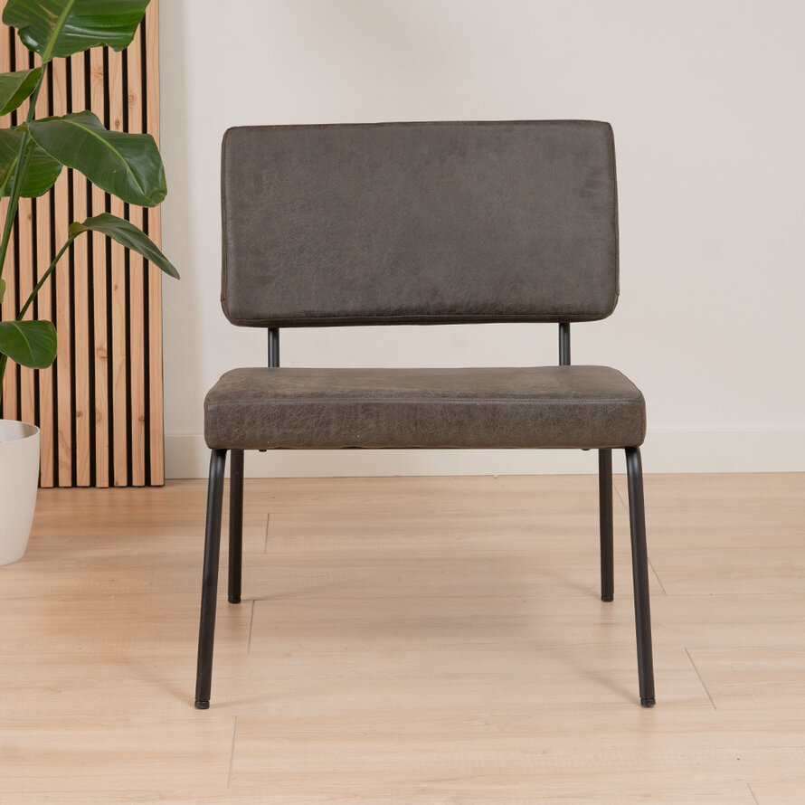 Sessel Espen mit Hocker Eco-Leder anthrazit