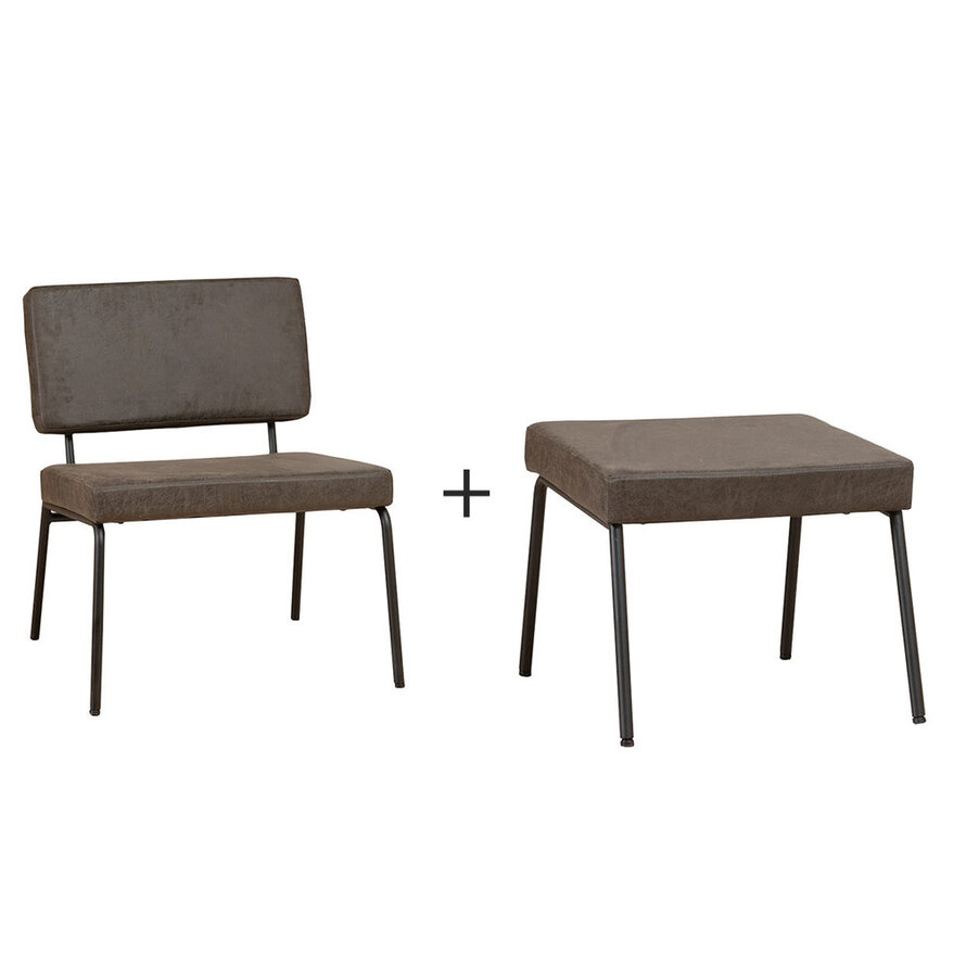 Sessel Espen mit Hocker Eco-Leder anthrazit