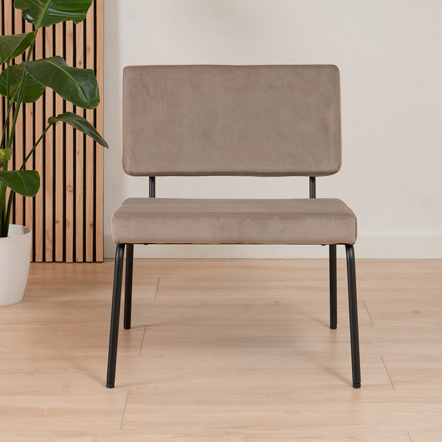 Sessel Espen mit Hocker Samt taupe