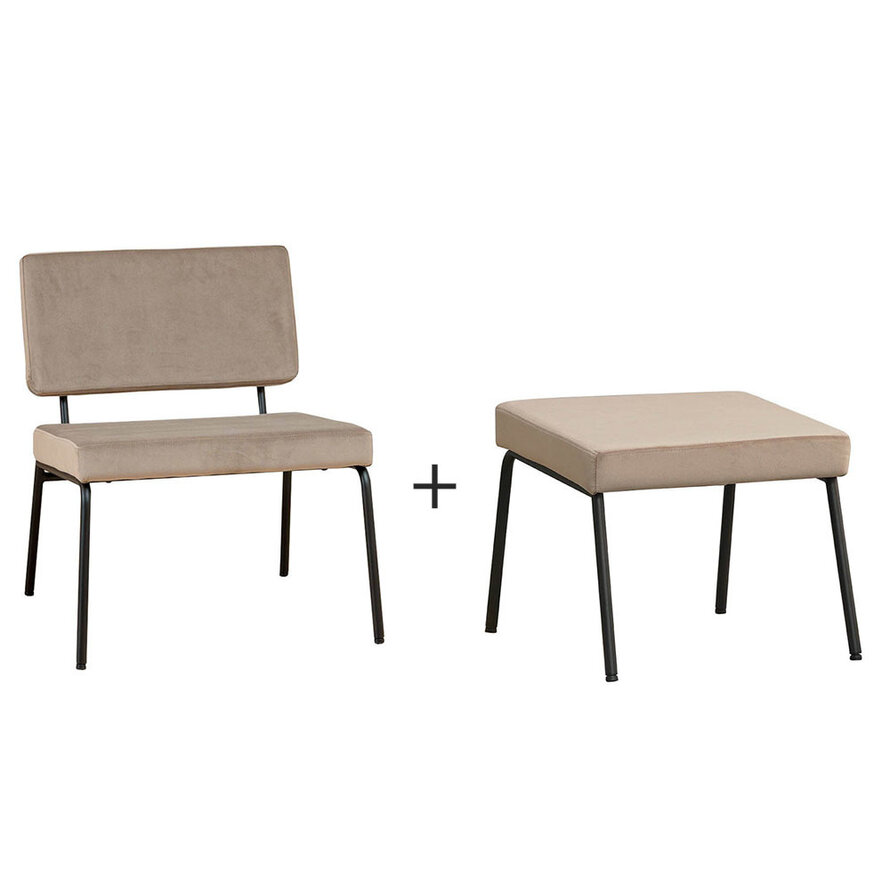 Sessel Espen mit Hocker Samt taupe