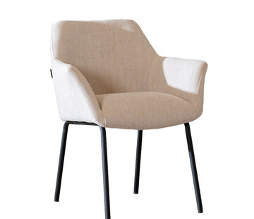 Bronx71 Esszimmerstuhl Sten mit Armlehne recycelter Stoff beige