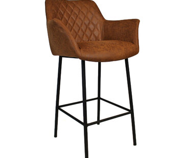 Bronx71 Polsterbarstuhl Club mit Armlehne Eco-Leder cognac 78 cm