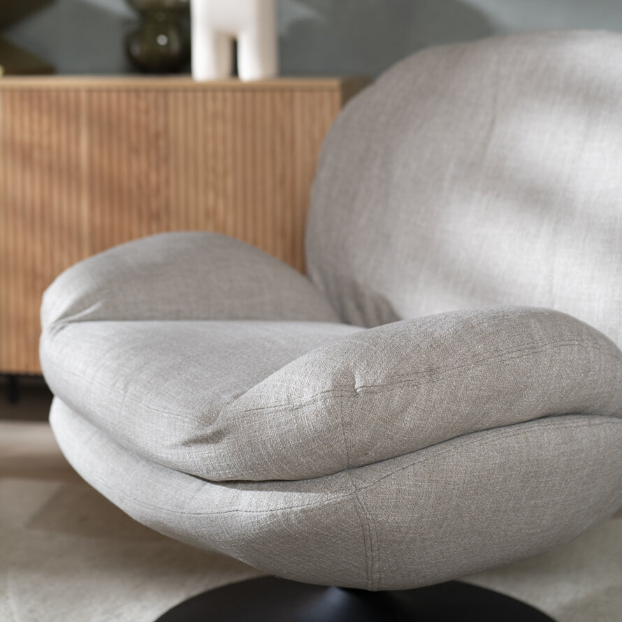 Sessel mit Hocker Isobel Leinen drehbar taupe