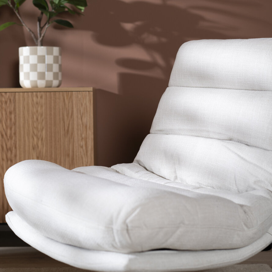 Sessel mit Hocker Cristo Leinen drehbar Off white