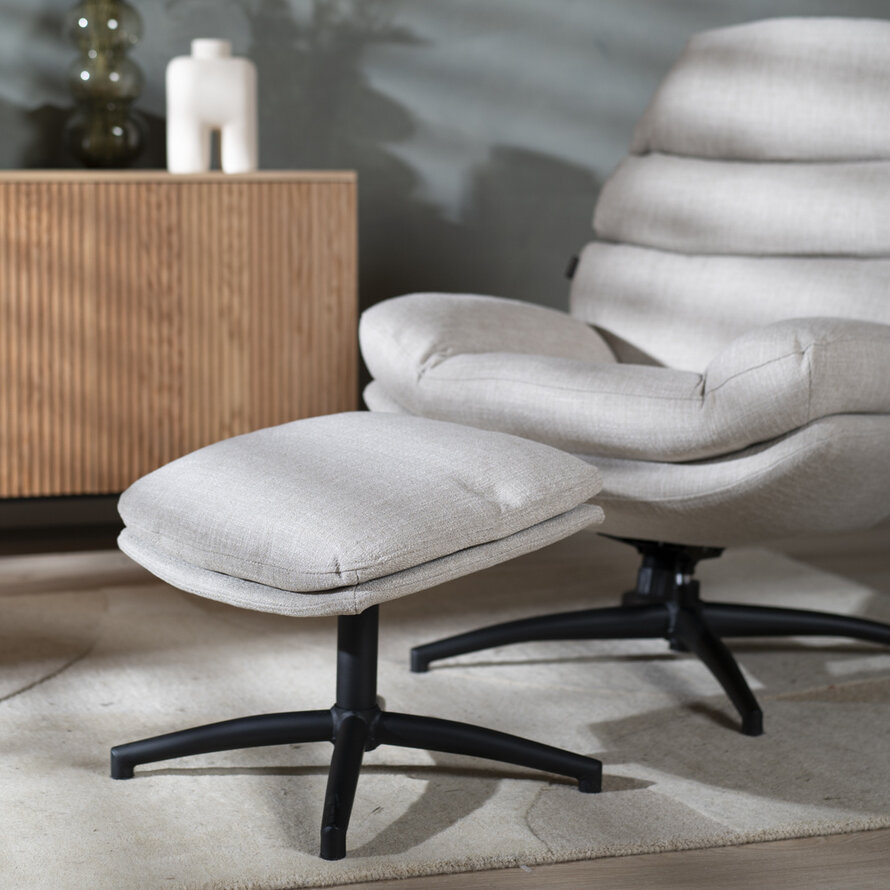 Sessel mit Hocker Palma Leinen drehbar taupe