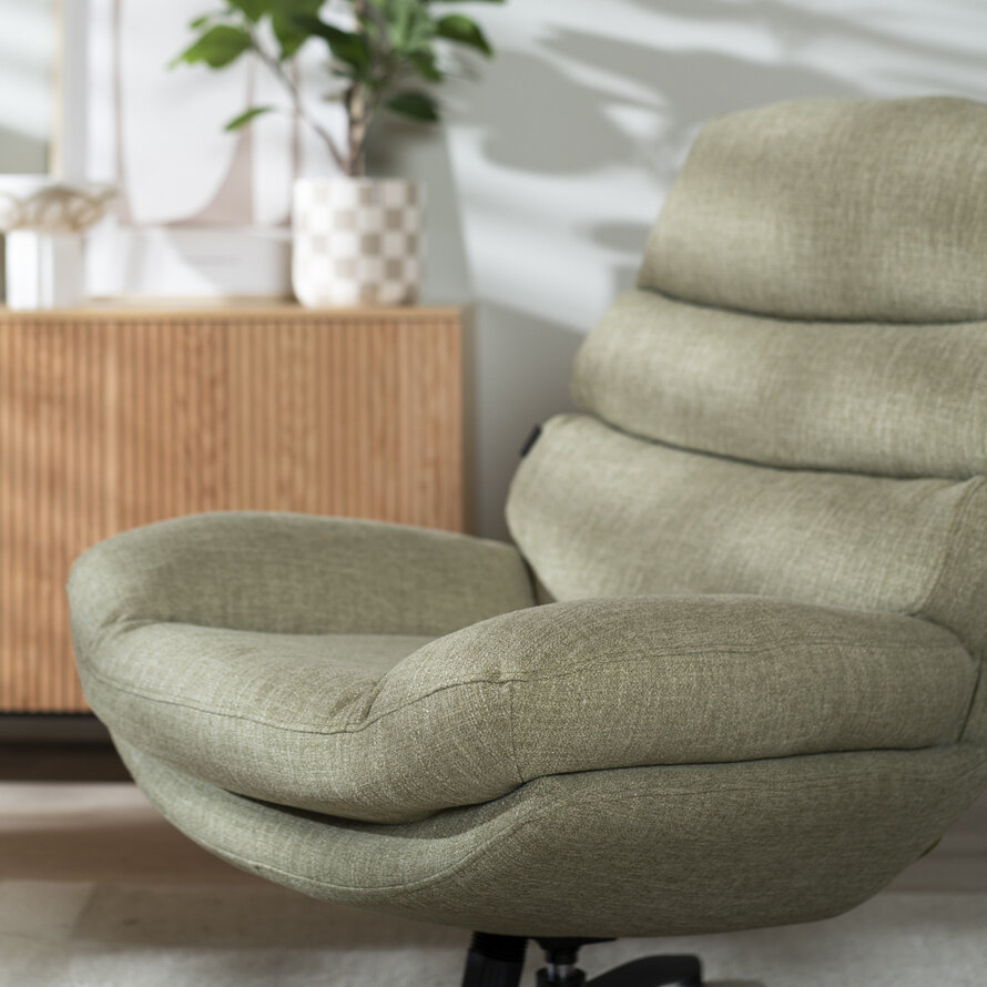 Sessel mit Hocker Palma Leinen drehbar olivgrün