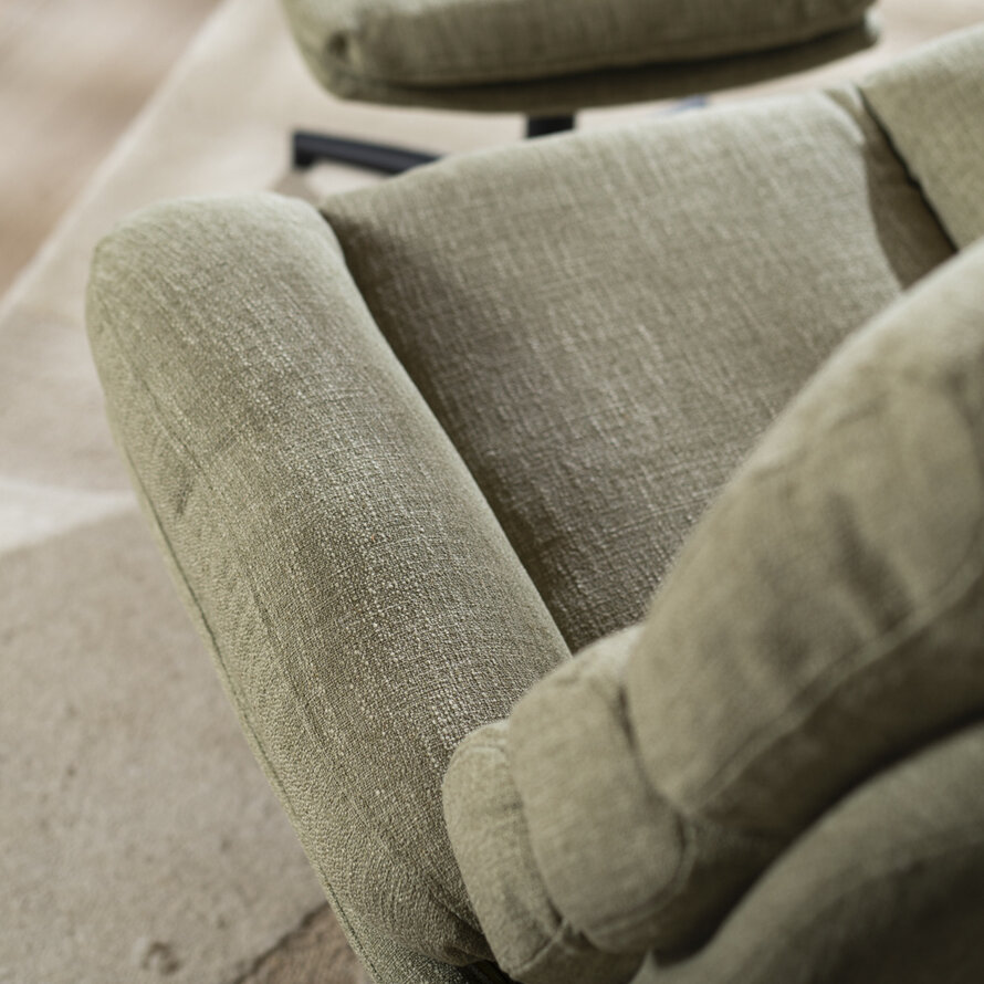 Sessel mit Hocker Palma Leinen drehbar olivgrün