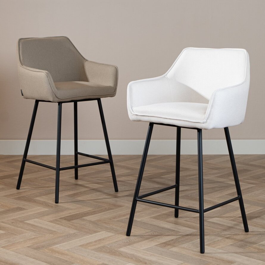 Barhocker Andor recycelter Stoff off white 65 - 78 cm