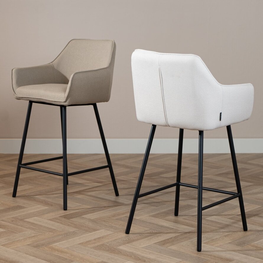 Barhocker Andor recycelter Stoff off white 65 - 78 cm