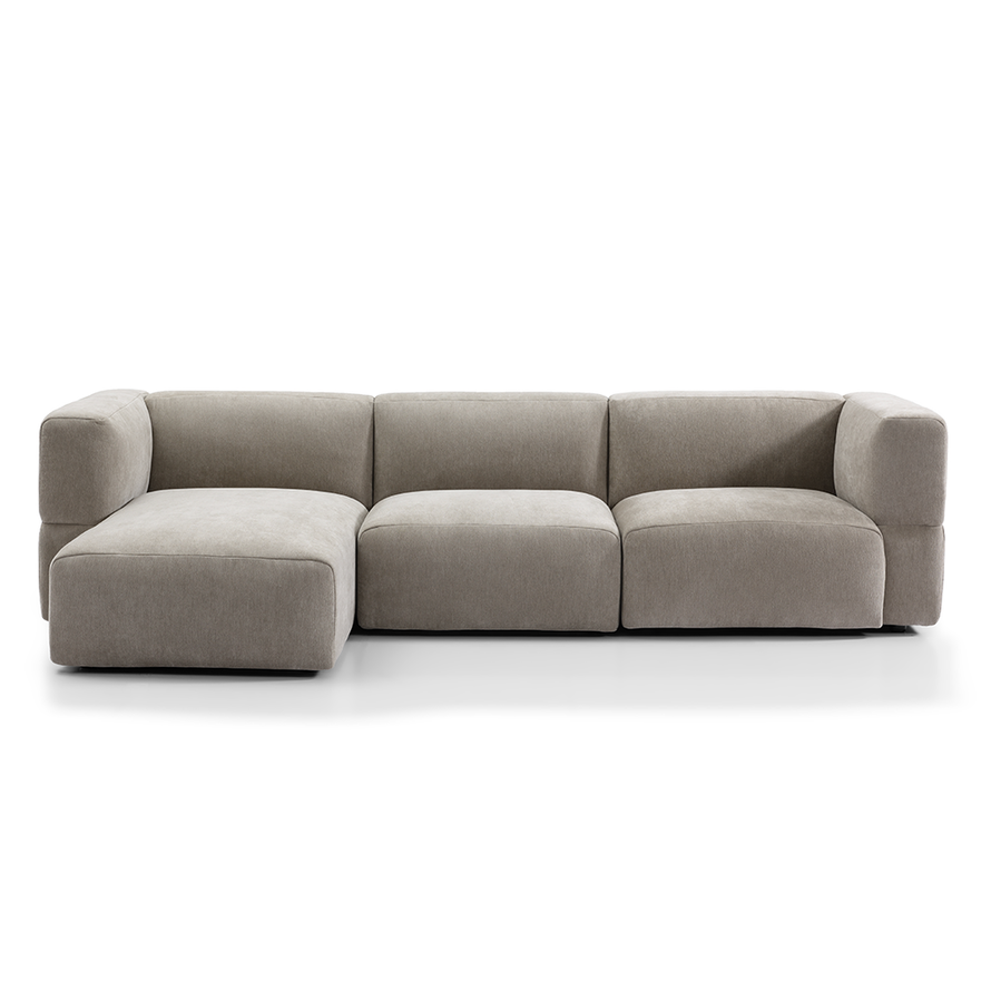 Sofa 3-Sitzer Karla Stoff taupe links