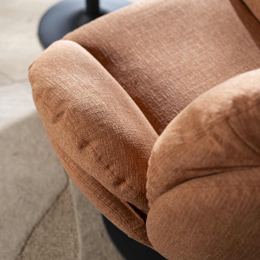 Sessel mit Hocker Isobel Leinen drehbar kupfer