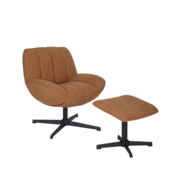 Bronx71 Sessel mit Hocker Santa Leinen drehbar kupfer