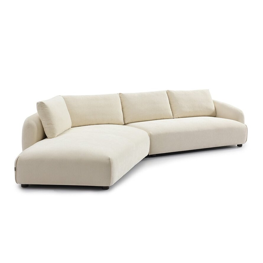 Ecksofa Isa Stoff weiß links