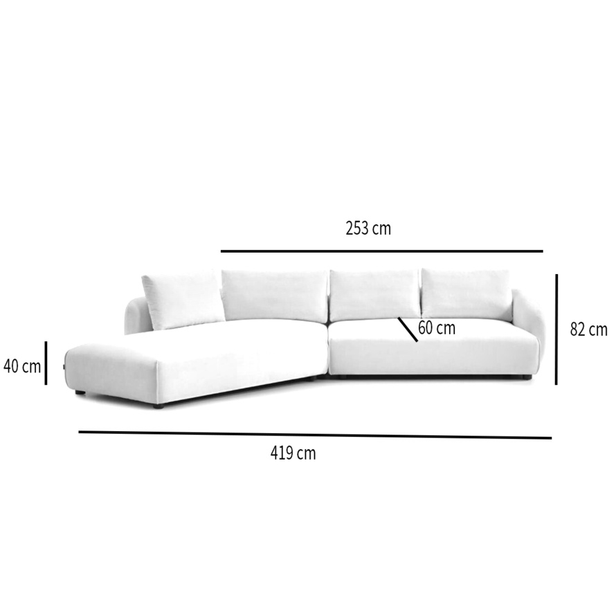 Ecksofa Isa Stoff weiß links