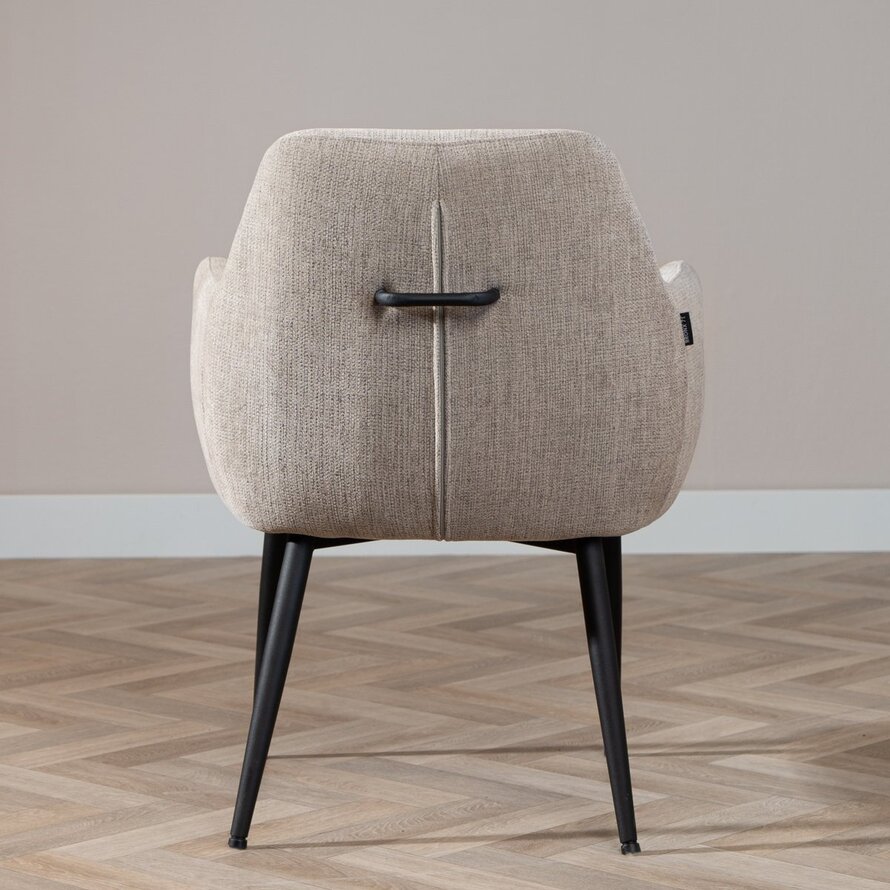 Esszimmerstuhl Lars recycelter Stoff mit Armlehne taupe